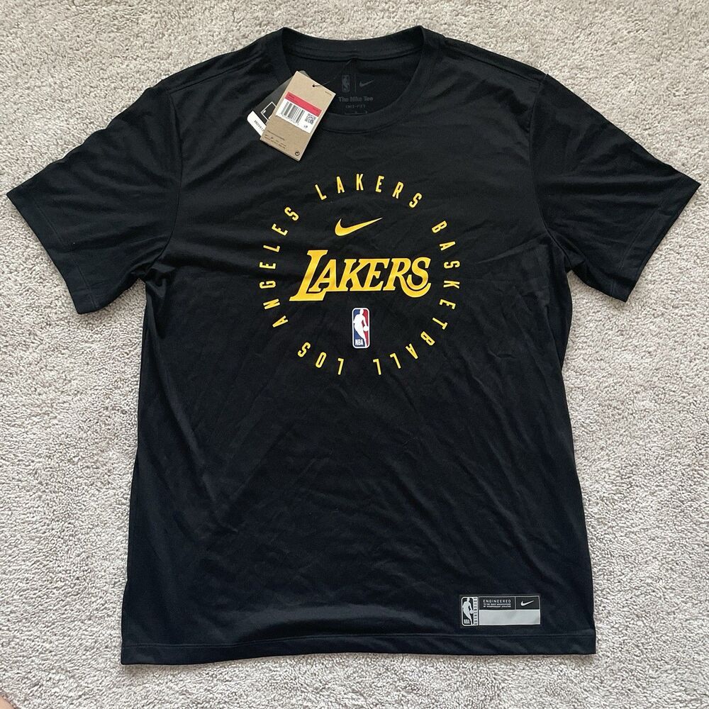 New Men’s Nike NBA Los Angeles Lakers Team Issued Practice Tee HF0673-010 Large